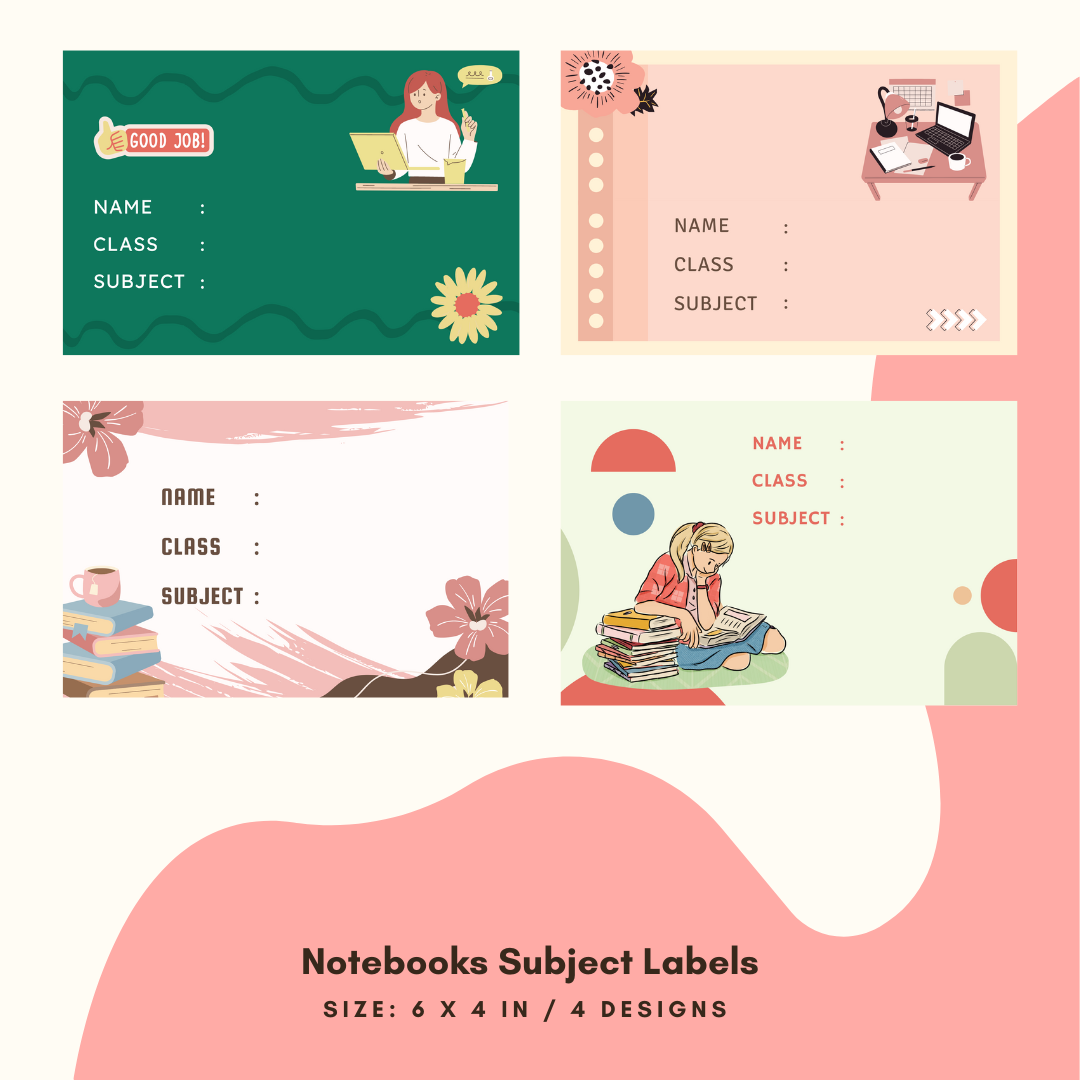 Notebooks Subject Labels, Educational, Academic, Editable Canva and School for Study Learning