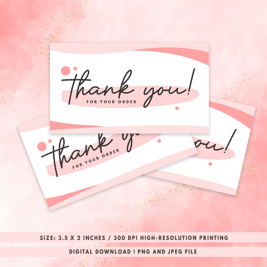 Pastel Thank You For Your Order Cards, Purchase Cards and 3.5 x 2 Inches