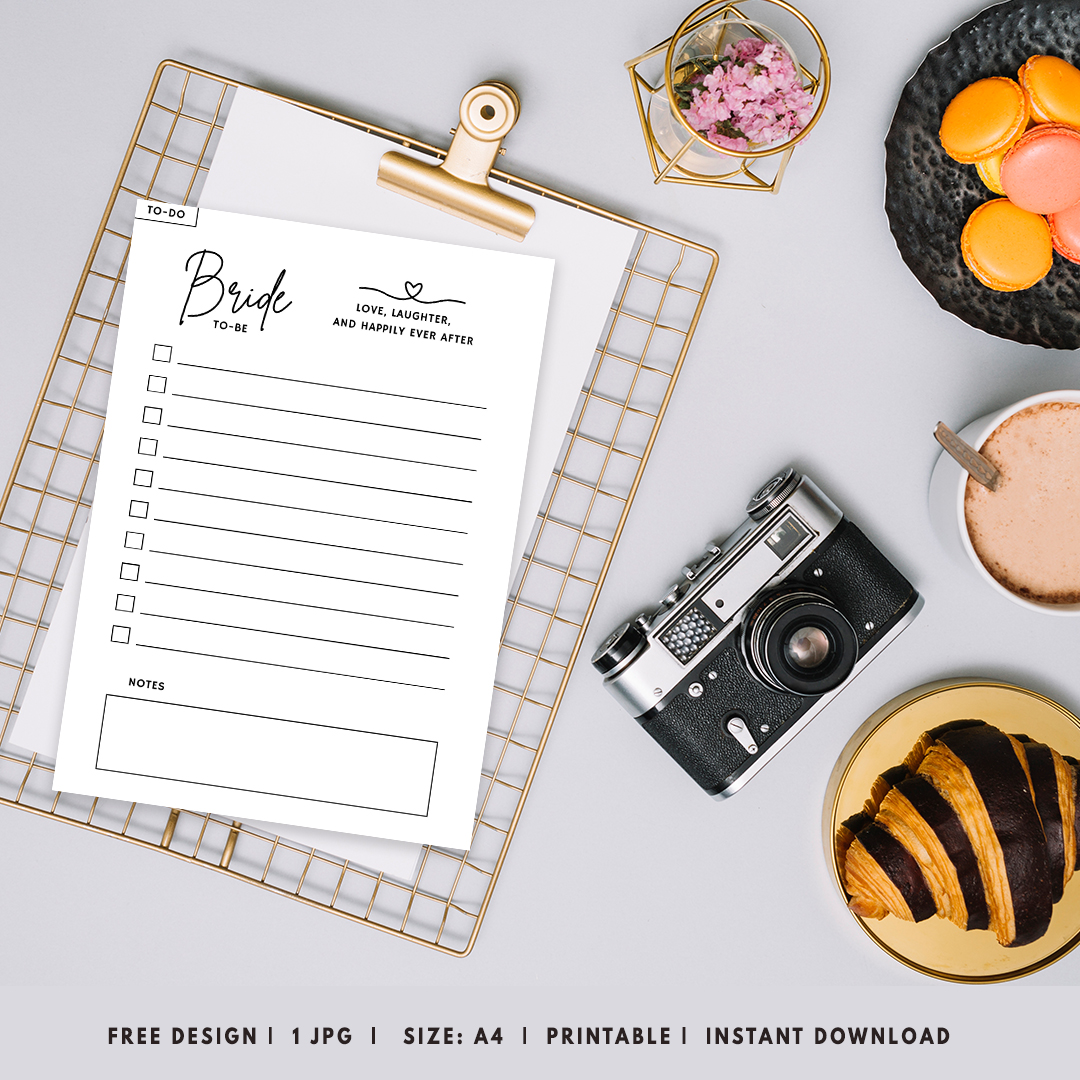 Minimalist Bride To Do List A4 Free Graphic Design