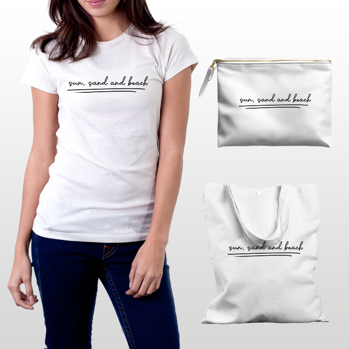 Minimalist Summer, Sun, Sand, Beach and Printable Digital Art Prints Tees, Pouch Bag and Wall Art